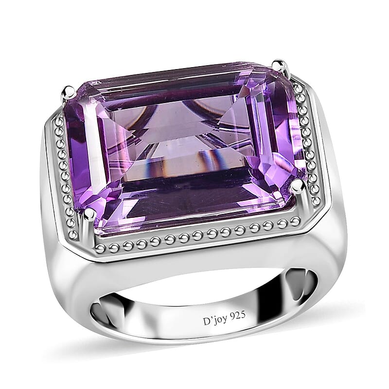 Premium Rose De France Amethyst Men's Ring in Platinum Over Sterling Silver (Size 10.0) 20.00 ctw