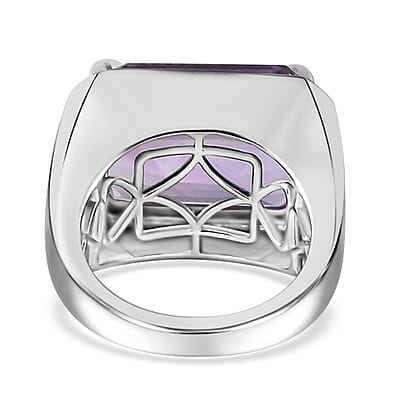 Premium Rose De France Amethyst Men's Ring in Platinum Over Sterling Silver (Size 10.0) 20.00 ctw