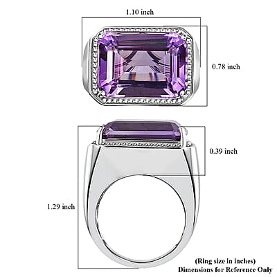 Premium Rose De France Amethyst Men's Ring in Platinum Over Sterling Silver (Size 10.0) 20.00 ctw