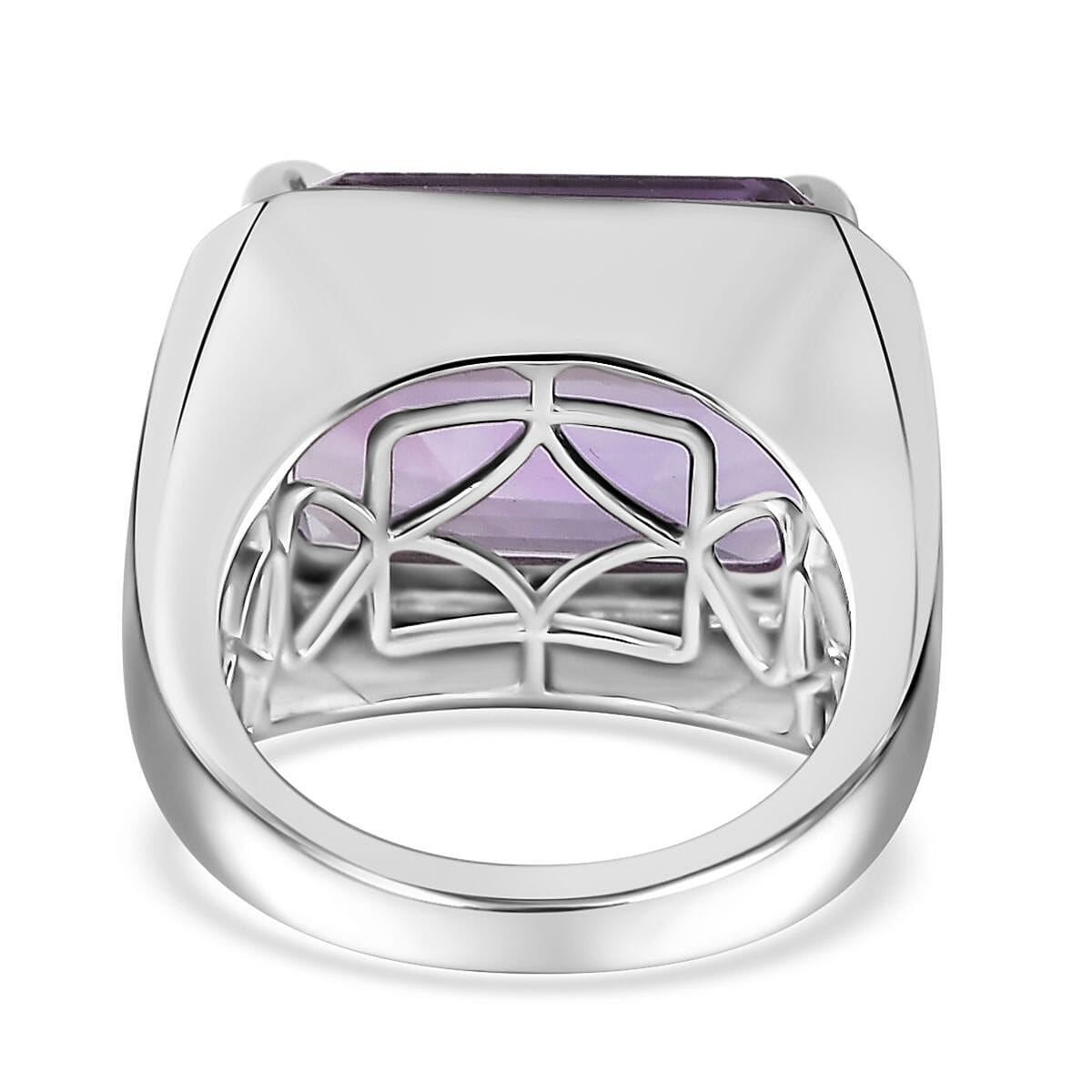Premium Rose De France Amethyst Men's Ring in Platinum Over Sterling Silver (Size 13.0) 20.00 ctw image number 5