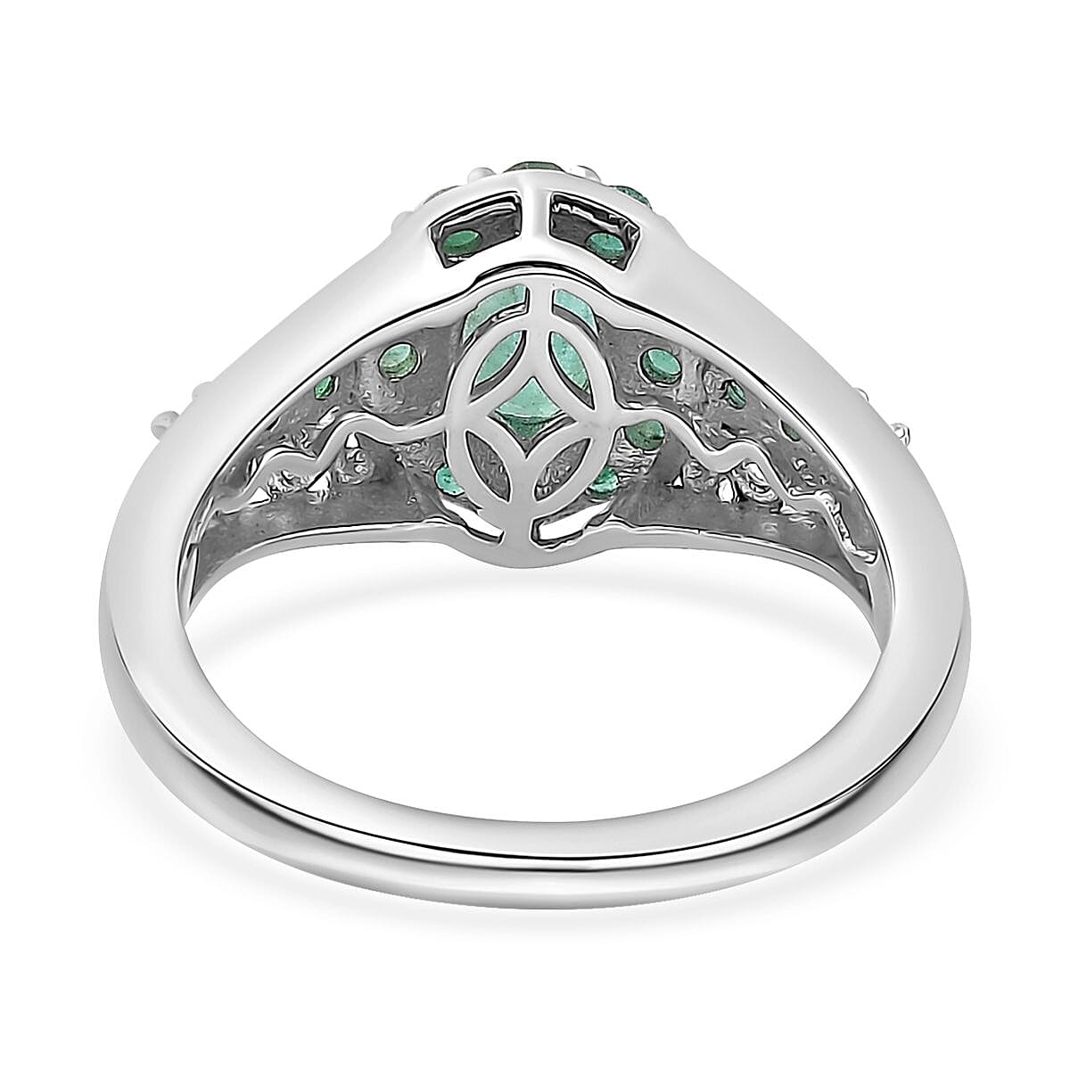 Kagem Zambian Emerald Halo Ring in Vermeil YG and Platinum Over Sterling Silver (Size 7.0) 1.35 ctw image number 4