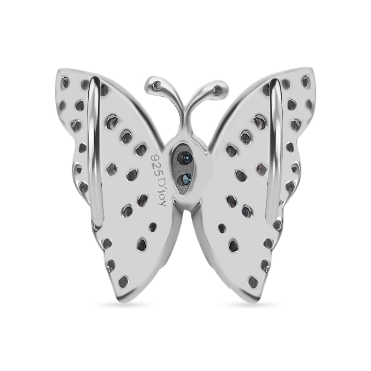 Venice Blue Diamond I1-I2 and Diamond Butterfly Pendant in Platinum Over Sterling Silver 0.33 ctw image number 4