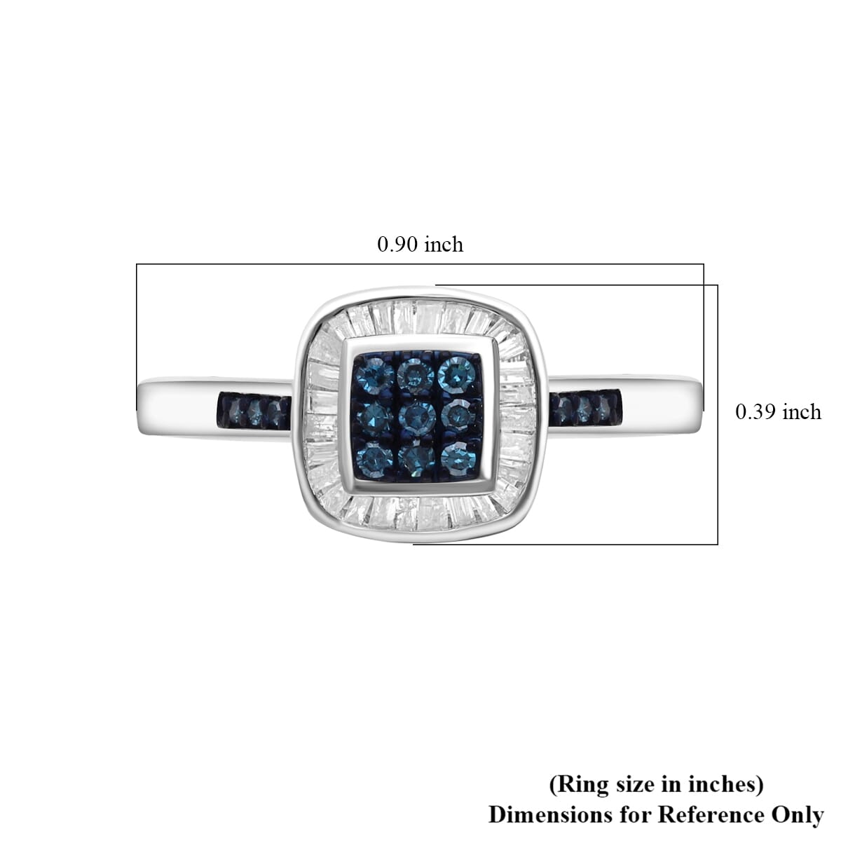 Venice Blue Diamond I1-I2 and White Diamond Ring in Platinum Over Sterling Silver (Size 9.0) 0.25 ctw image number 5