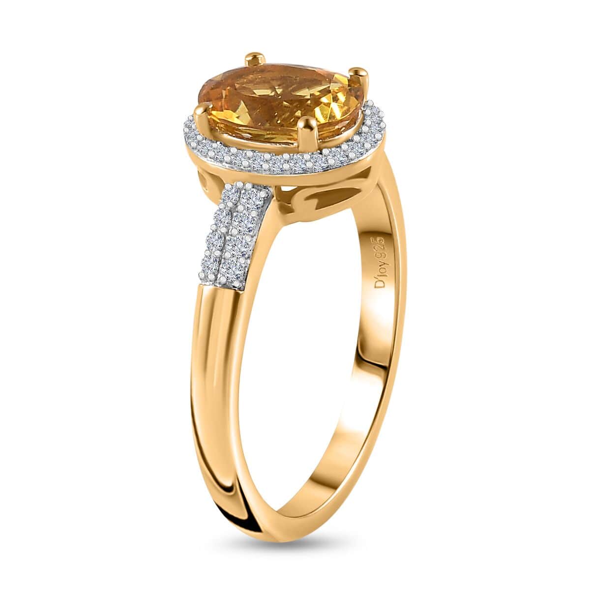 Brazilian Heliodor and Moissanite Halo Ring in Vermeil Yellow Gold Over Sterling Silver (Size 10.0) 2.00 ctw image number 3