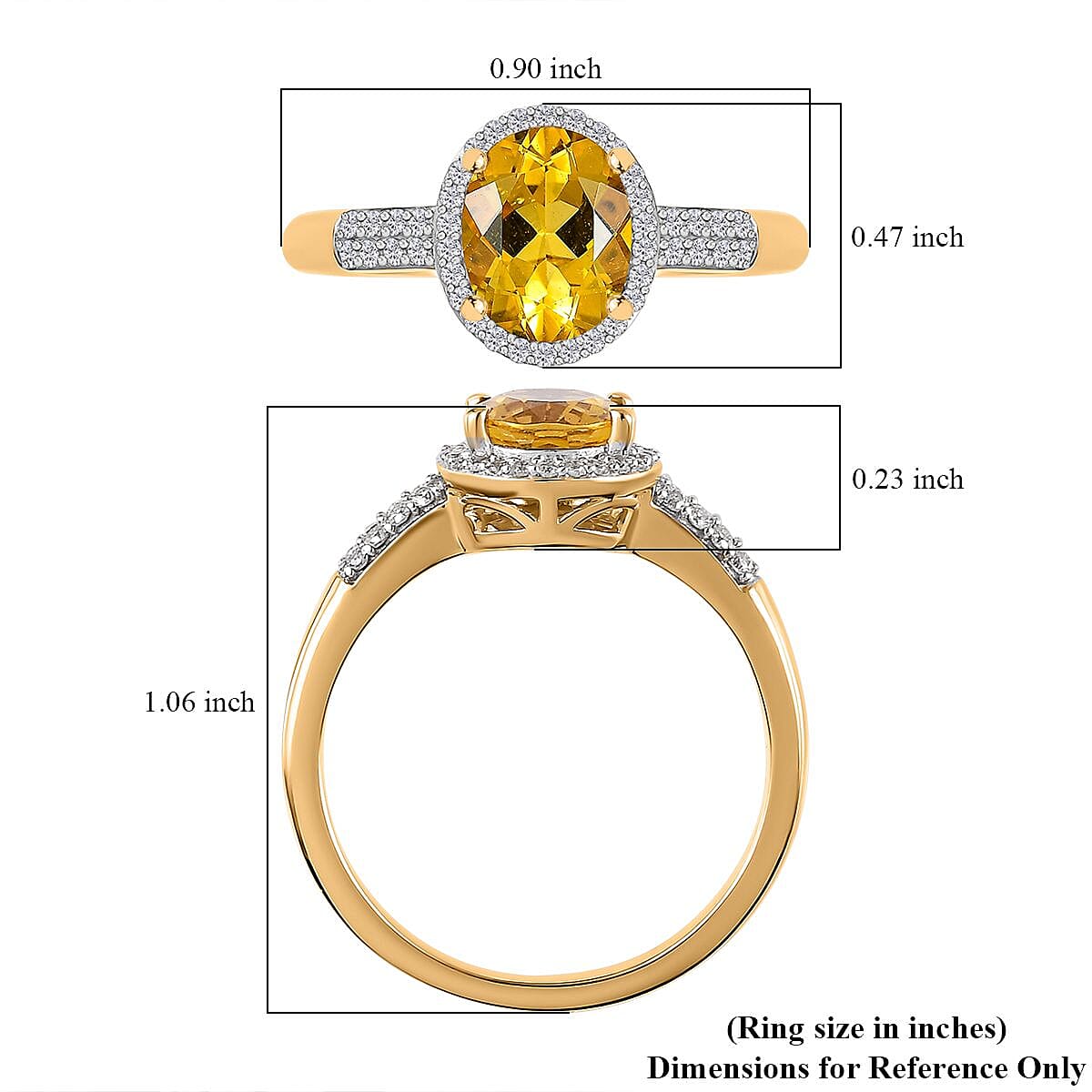 Brazilian Heliodor and Moissanite Halo Ring in Vermeil Yellow Gold Over Sterling Silver (Size 10.0) 2.00 ctw