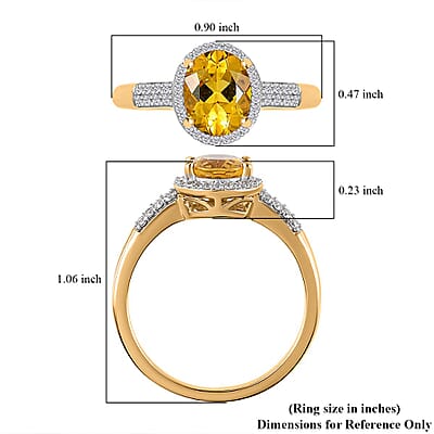Brazilian Heliodor and Moissanite Halo Ring in Vermeil Yellow Gold Over Sterling Silver (Size 10.0) 2.00 ctw