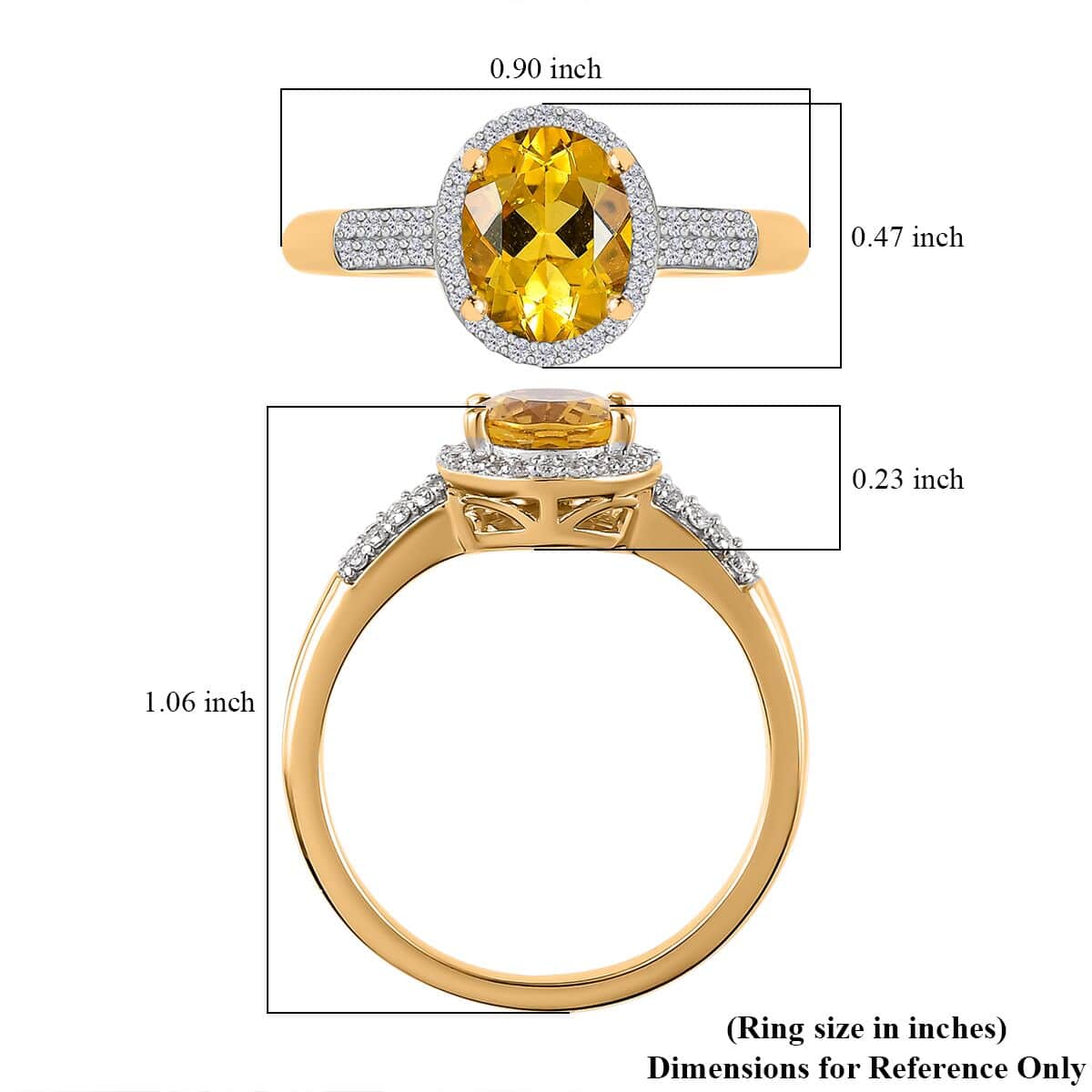 Brazilian Heliodor and Moissanite Halo Ring in Vermeil Yellow Gold Over Sterling Silver (Size 10.0) 2.00 ctw image number 5