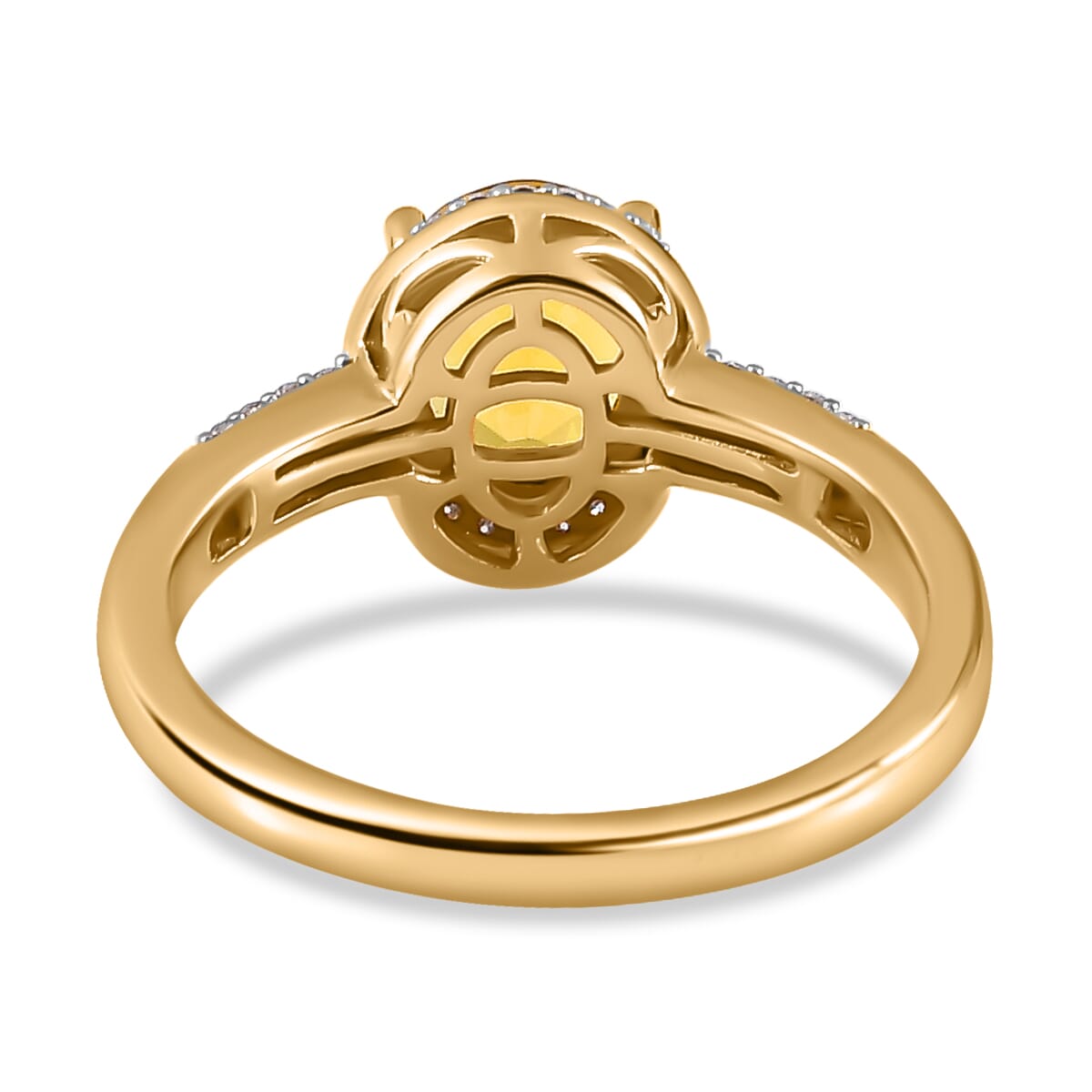 Brazilian Heliodor and Moissanite Halo Ring in Vermeil Yellow Gold Over Sterling Silver (Size 5.0) 2.00 ctw image number 4