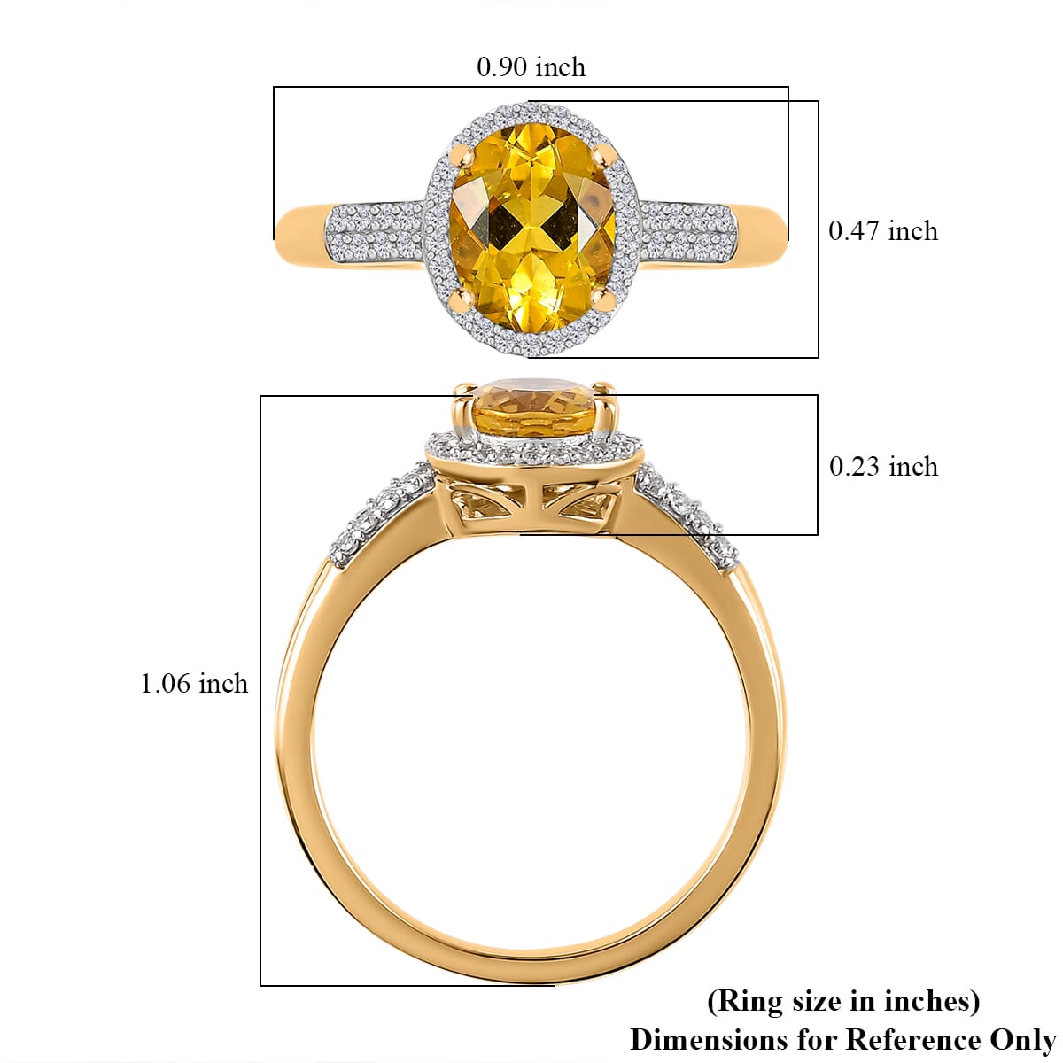 Brazilian Heliodor and Moissanite Halo Ring in Vermeil Yellow Gold Over Sterling Silver (Size 5.0) 2.00 ctw image number 5