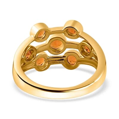 Fire Opal 0.66 ctw Cluster Ring in Vermeil Yellow Gold Over Sterling Silver (Size 11.5)
