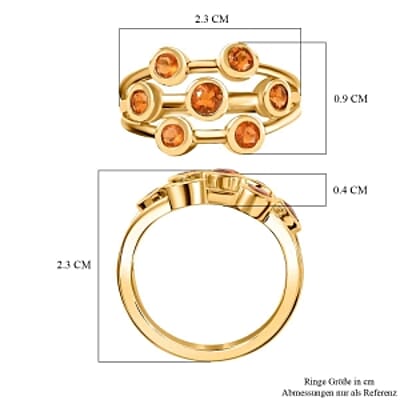 Fire Opal 0.66 ctw Cluster Ring in Vermeil Yellow Gold Over Sterling Silver (Size 11.5)