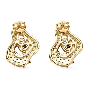 Ethiopian Welo Opal and Chrome Diopside 2.45 ctw Earrings in Vermeil YG Over Sterling Silver