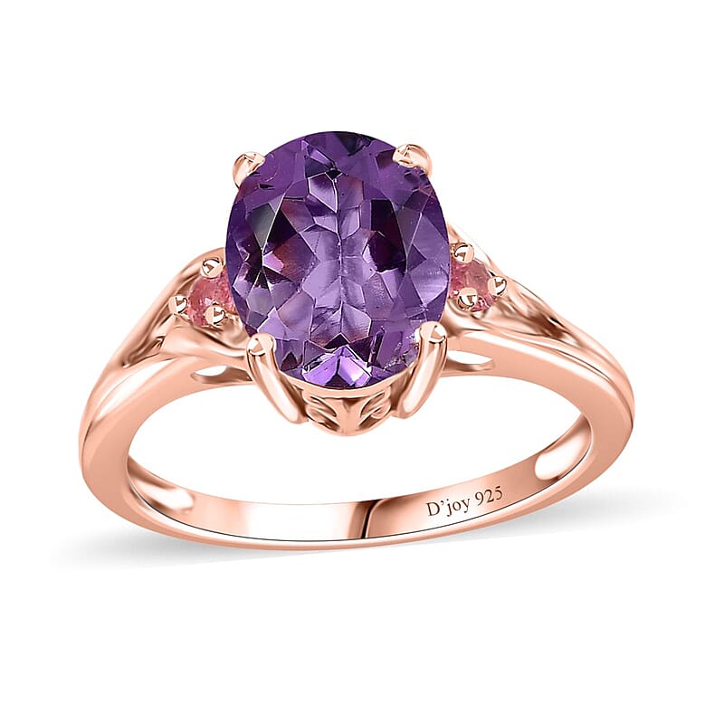 Premium Rose De France Amethyst and Morro Redondo Pink Tourmaline Ring in Vermeil Rose Gold Over Sterling Silver (Size 10.0) 2.40 ctw