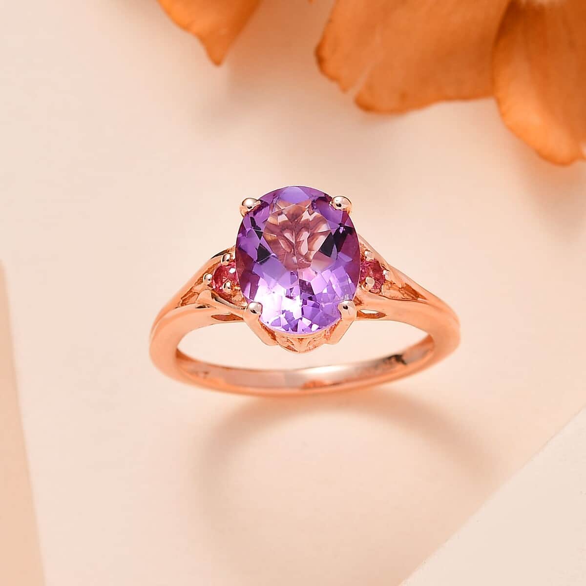 Premium Rose De France Amethyst and Morro Redondo Pink Tourmaline Ring in Vermeil Rose Gold Over Sterling Silver (Size 10.0) 2.40 ctw image number 1