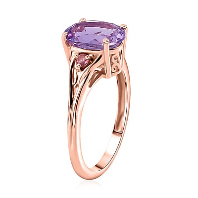 Premium Rose De France Amethyst and Morro Redondo Pink Tourmaline Ring in Vermeil Rose Gold Over Sterling Silver (Size 10.0) 2.40 ctw