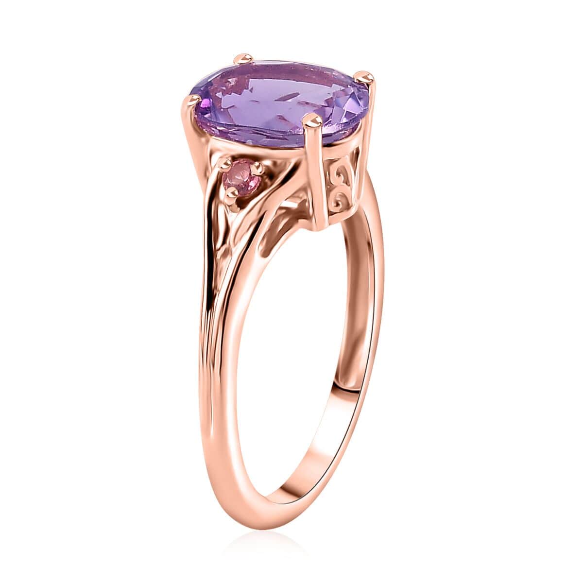 Premium Rose De France Amethyst and Morro Redondo Pink Tourmaline Ring in Vermeil Rose Gold Over Sterling Silver (Size 10.0) 2.40 ctw image number 3