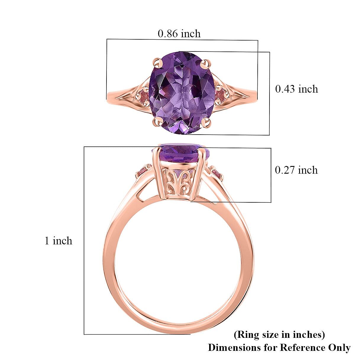 Premium Rose De France Amethyst and Morro Redondo Pink Tourmaline Ring in Vermeil Rose Gold Over Sterling Silver (Size 10.0) 2.40 ctw