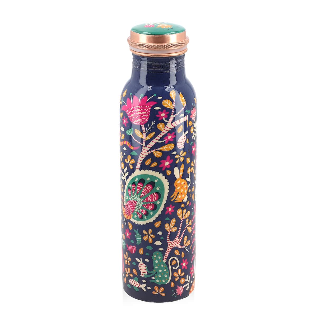 Homesmart Animal Printed Copper Bottle (32oz) with Shungite Infuser and Shungite Beaded Stretch Bracelet image number 2