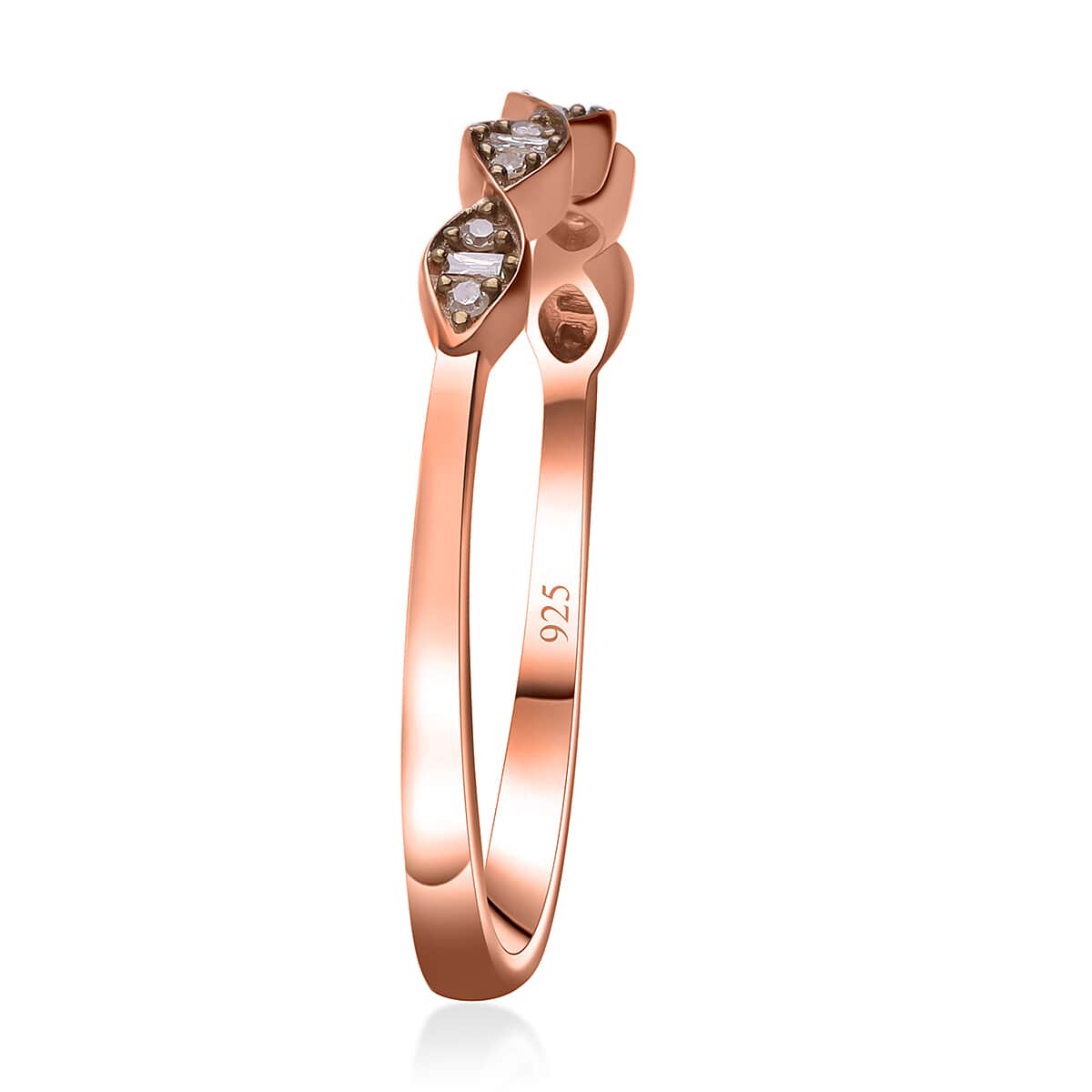 Natural Champagne Diamond Ring in Vermeil Rose Gold Over Sterling Silver (Size 7.0) 0.10 ctw image number 2