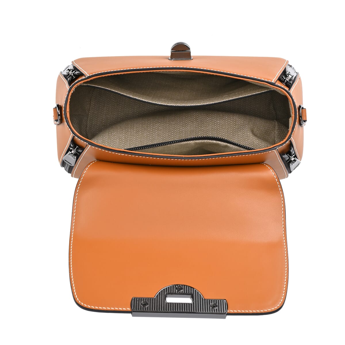 Grand Pelle Tan with Multi Color Hand Engraving Flower Genuine Leather Crossbody with Handle Drop 1.6 image number 4