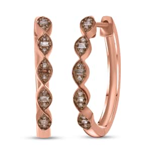 Natural Champagne Diamond Hoop Earrings in Vermeil Rose Gold Over Sterling Silver 0.20 ctw