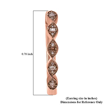 Natural Champagne Diamond Hoop Earrings in Vermeil Rose Gold Over Sterling Silver 0.20 ctw