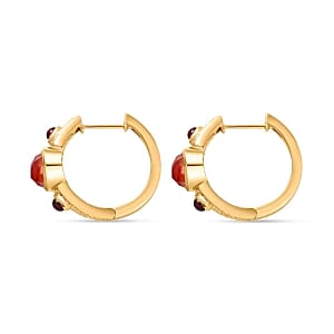 Padparadscha Triplet Quartz and Multi Gemstone Half Hoop 5.15 ctw Earrings in Vermeil YG Over Sterling Silver