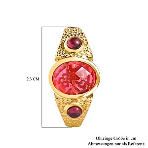 Padparadscha Triplet Quartz and Multi Gemstone Half Hoop 5.15 ctw Earrings in Vermeil YG Over Sterling Silver