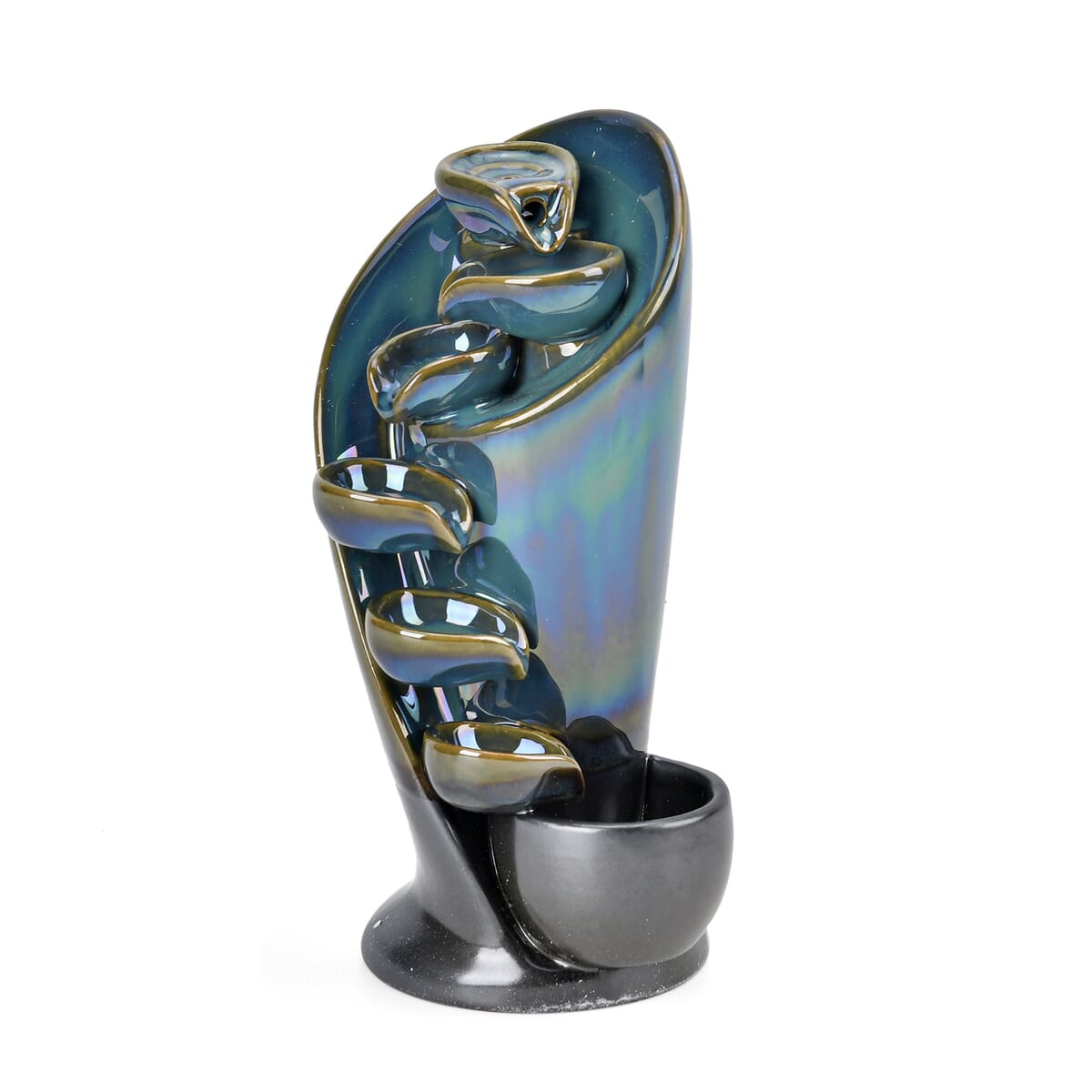 Blue Ceramic Backflow Incense Holder Incense Burner Waterfall with 60 Backflow Incense Cones, 30 Incense Stick, 1p Tweezer and Base image number 4