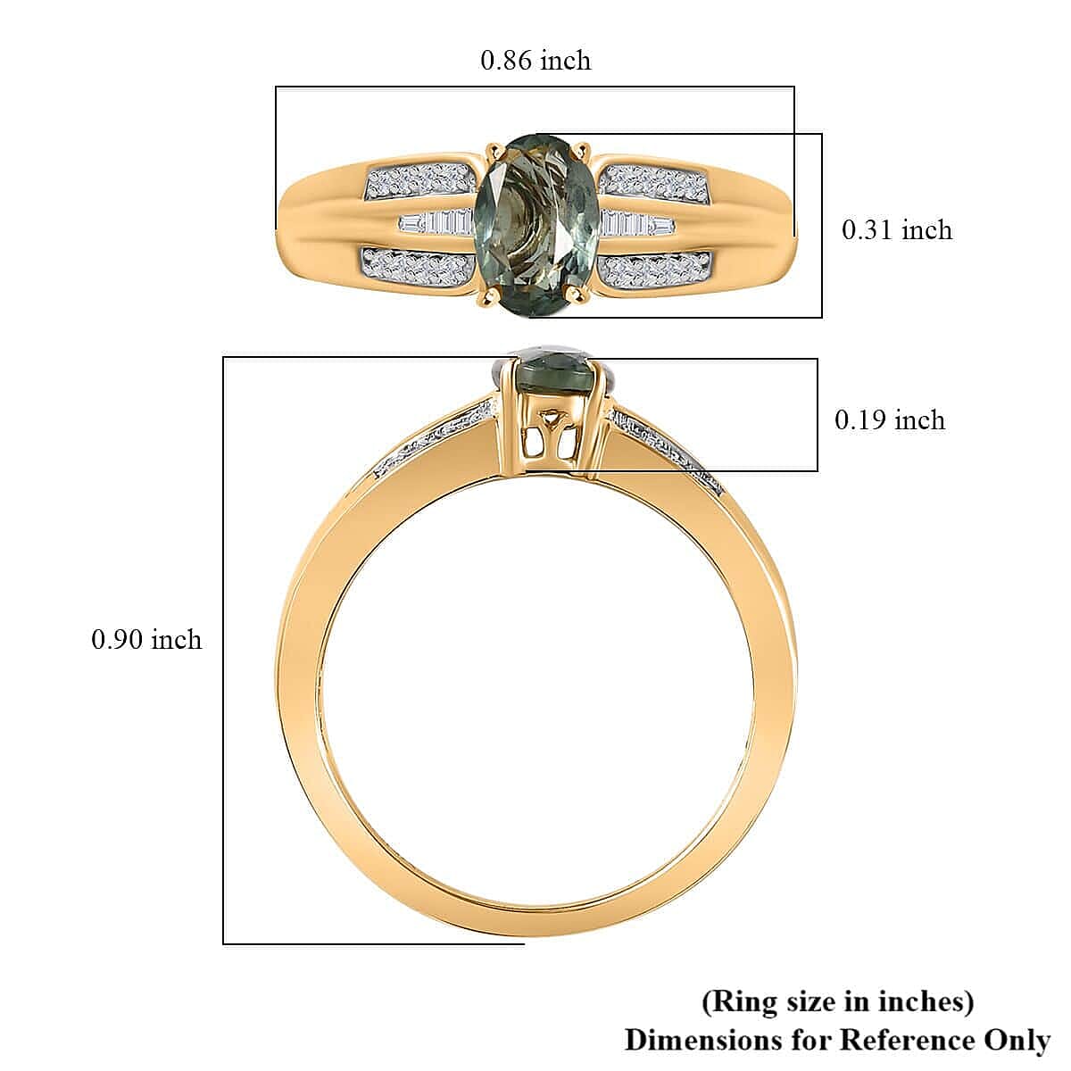 Iliana AAA Narsipatnam Alexandrite and G-H SI Diamond 0.85 ctw Ring in 18K Yellow Gold (Size 10.0) 4.35 Grams
