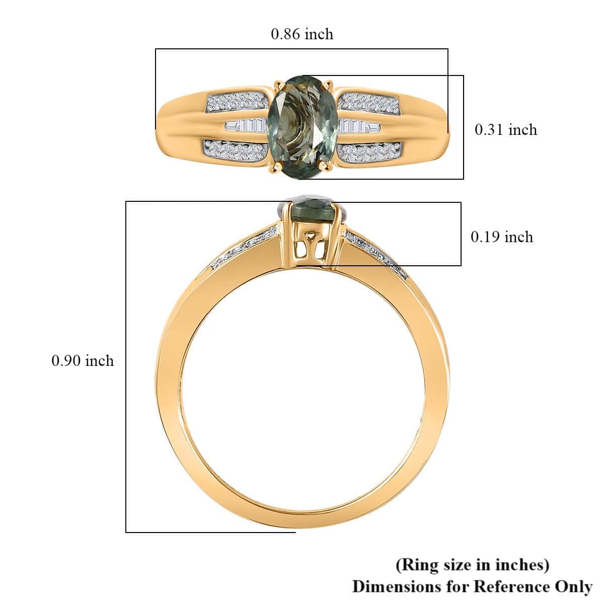 Iliana 18K Yellow Gold AAA Narsipatnam Alexandrite and G-H SI Diamond Ring (Size 7.0) 4.35 Grams 0.85 ctw image number 5