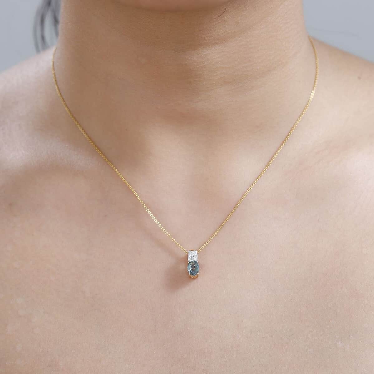 Iliana 18K Yellow Gold AAA Narsipatnam Alexandrite and G-H SI Diamond Pendant 0.70 ctw image number 1