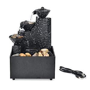 Symphony Home Black 3 Cups Mini Water Fountain with LED Light