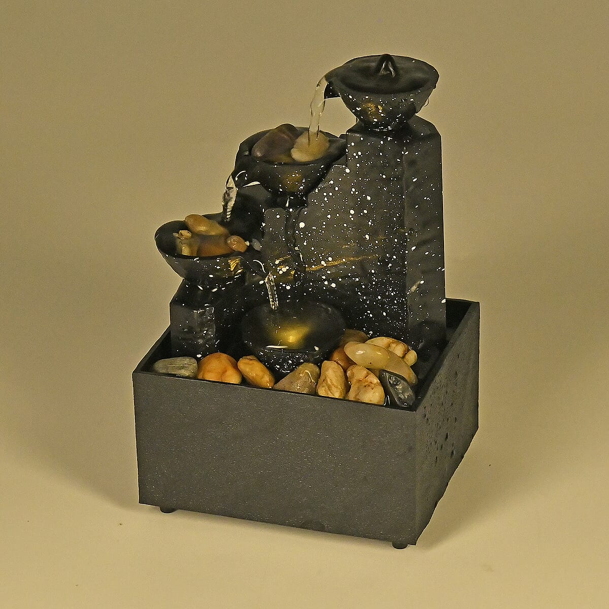 Symphony Home Black 3 Cups Mini Water Fountain with LED Light image number 1