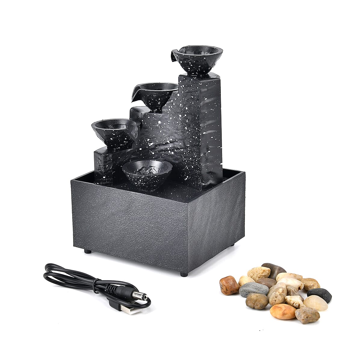 Symphony Home Black 3 Cups Mini Water Fountain with LED Light image number 2