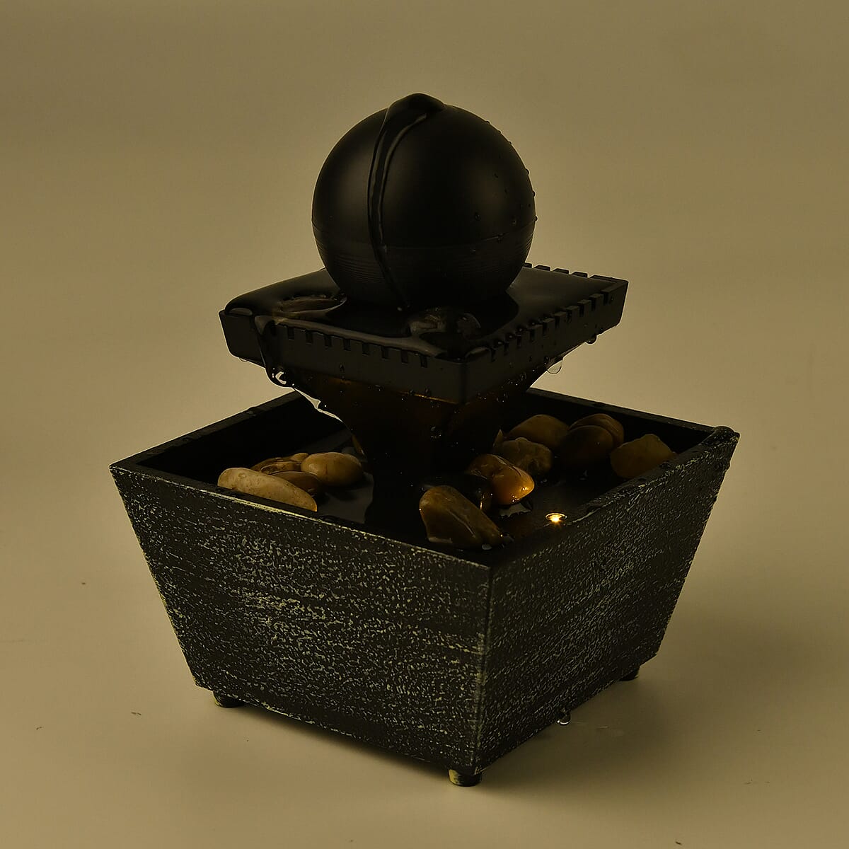 Symphony Home Black Ball Mini Water Fountain with LED Light image number 1