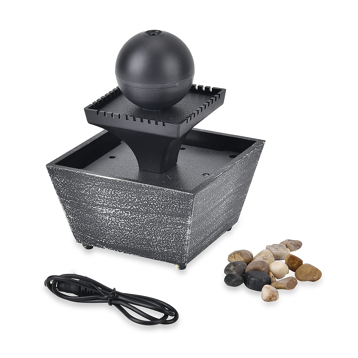 Symphony Home Black Ball Mini Water Fountain with LED Light image number 2