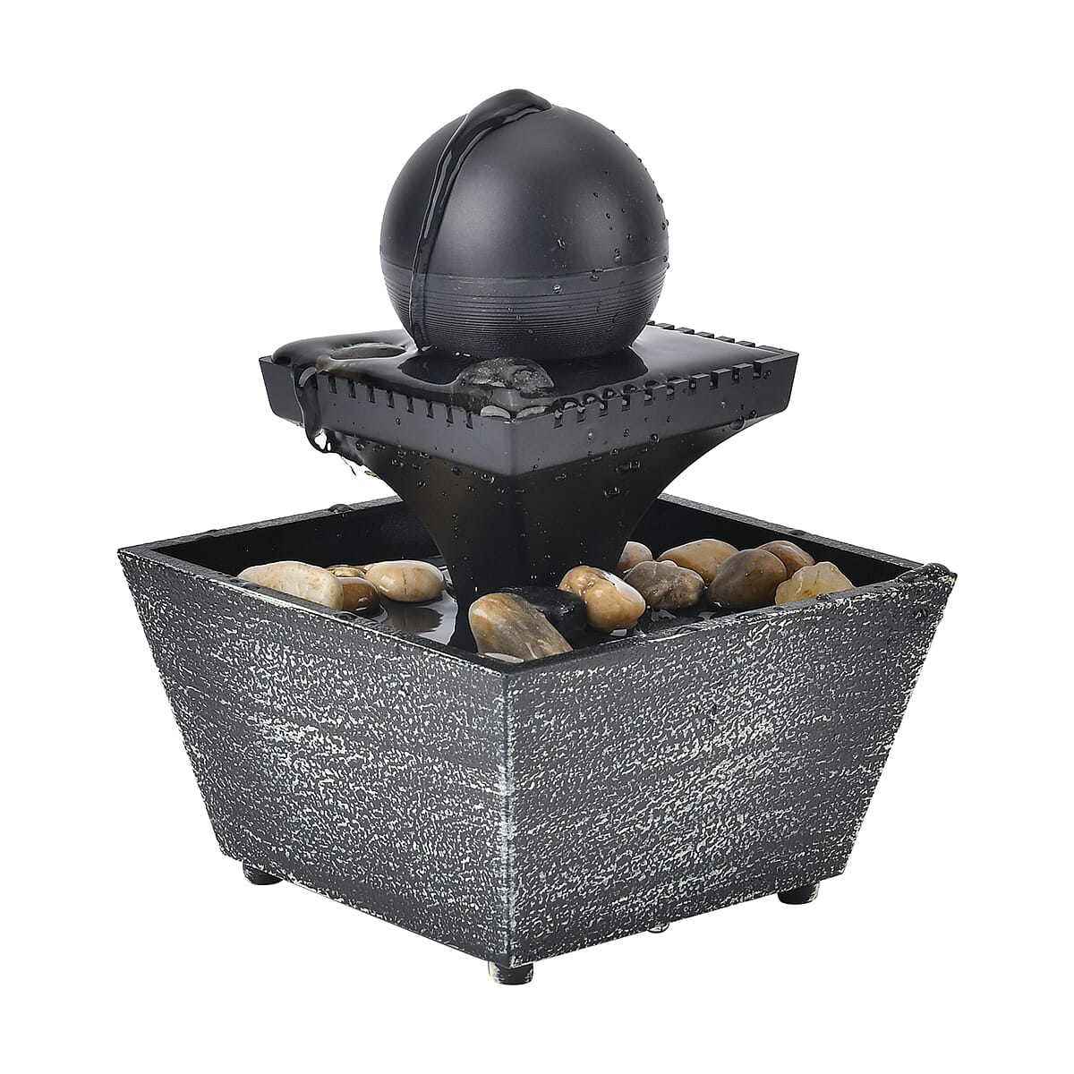 Symphony Home Black Ball Mini Water Fountain with LED Light image number 4