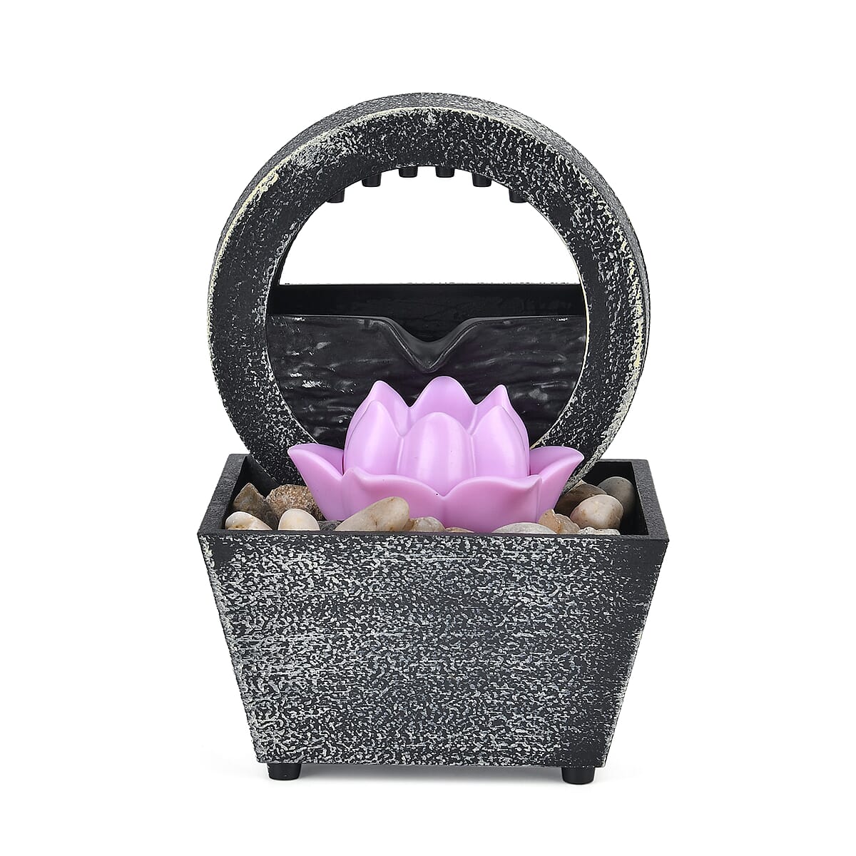 Symphony Home Black and Purple Lotus Mini Water Fountain with LED Light image number 3
