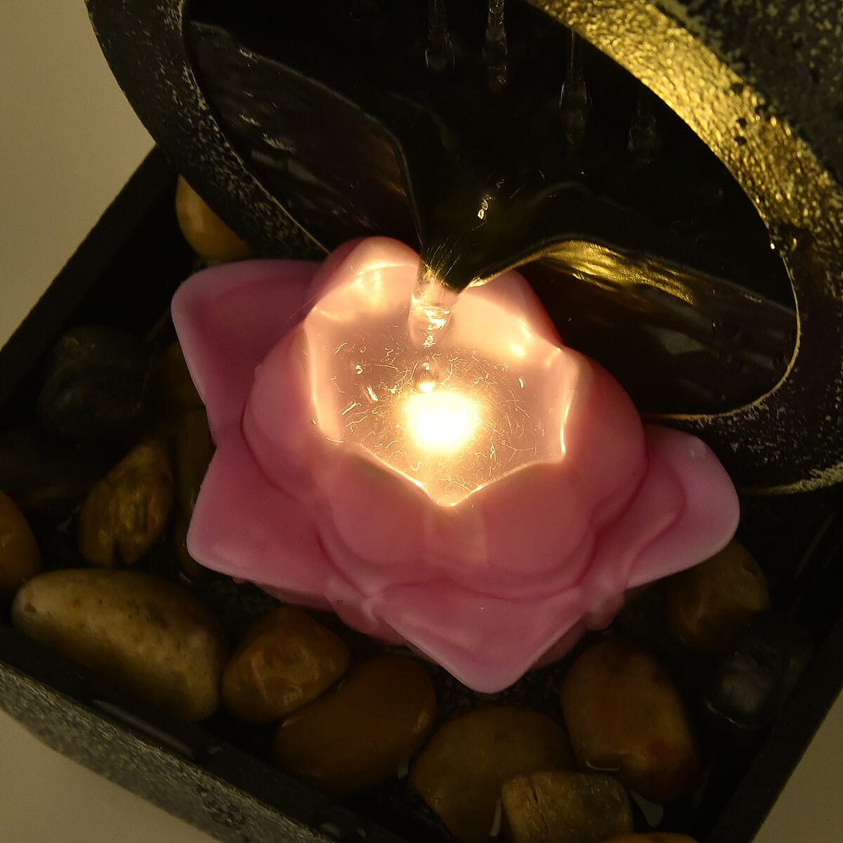 Symphony Home Black and Purple Lotus Mini Water Fountain with LED Light image number 8