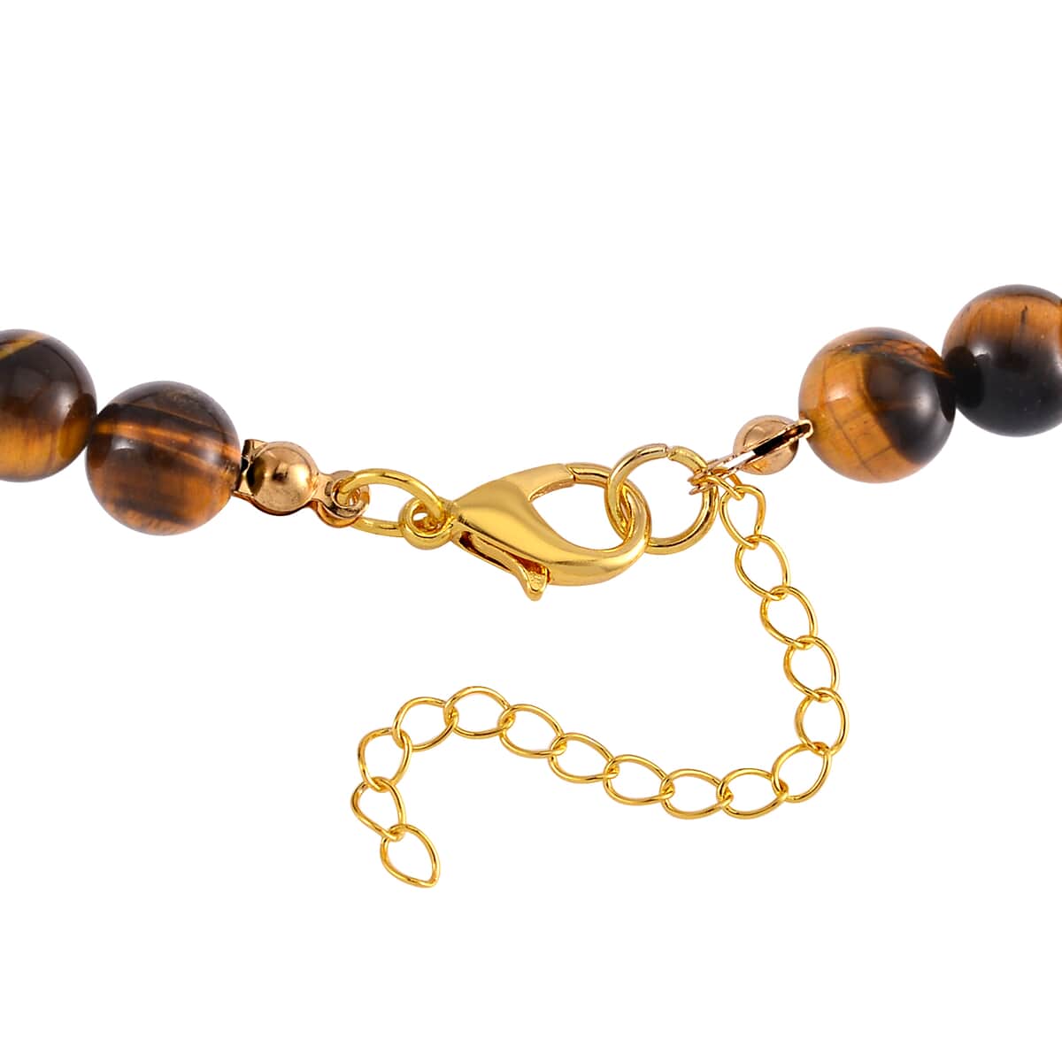 Feng Shui Tiger's Eye Beaded Pixiu Necklace 18-20 Inches in Goldtone 190.00 ctw image number 3