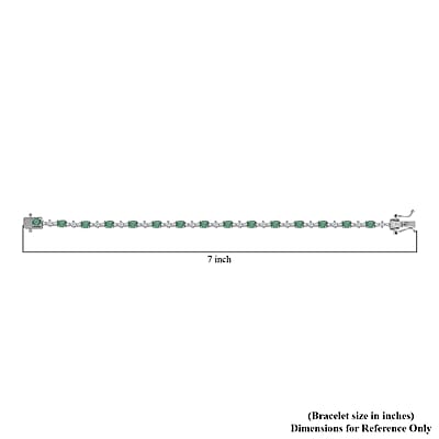 Kagem Zambian Emerald and White Zircon Bracelet in Platinum Over Sterling Silver (6.50 In) 4.00 ctw