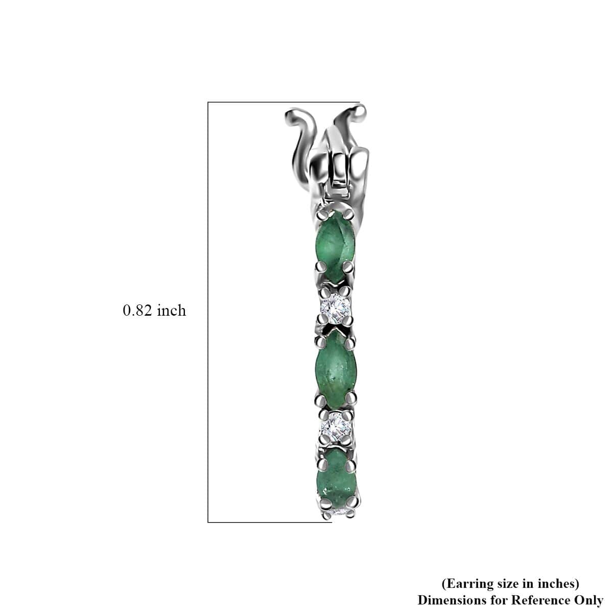 Kagem Zambian Emerald and White Zircon Hoop Earrings in Platinum Over Sterling Silver 0.65 ctw image number 4