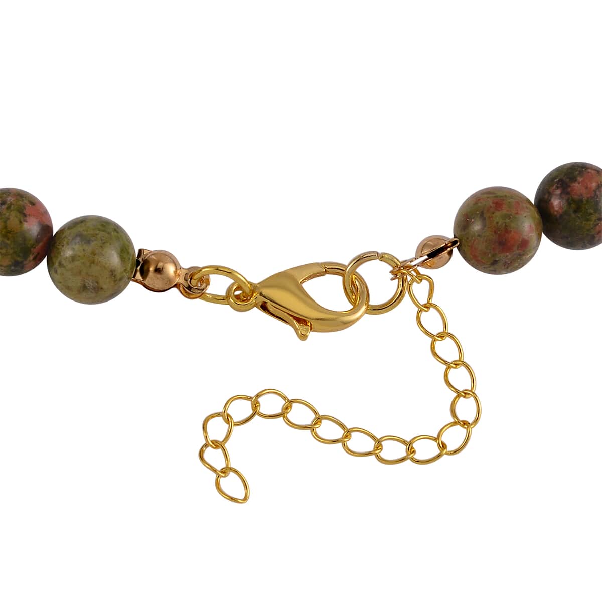 Feng Shui Unakite Beaded Pixiu Necklace 18-20 Inches in Goldtone 190.00 ctw image number 3