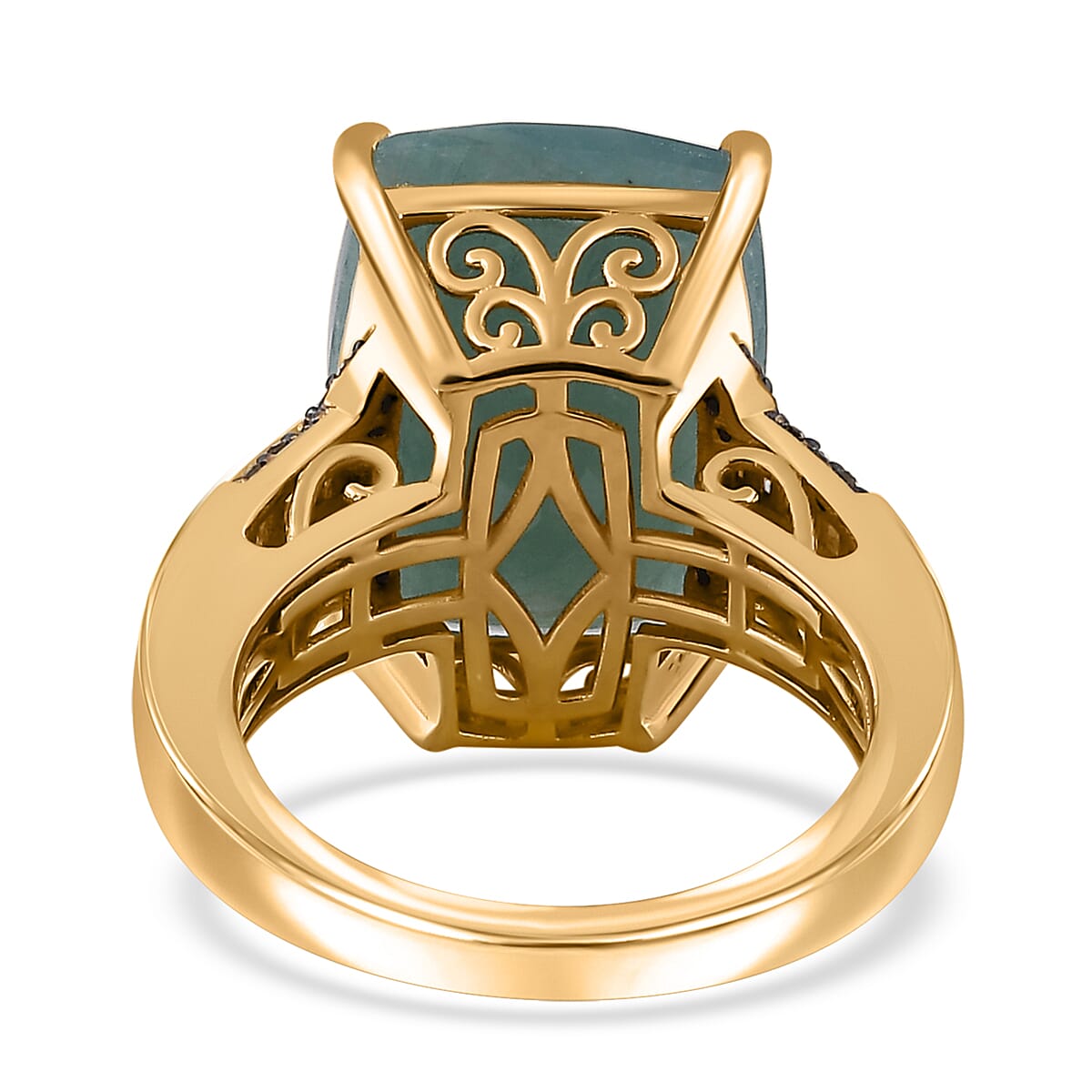 Premium Grandidierite, Natural Champagne and White Diamond Ring in Vermeil Yellow Gold Over Sterling Silver (Size 6.0) 11.40 ctw