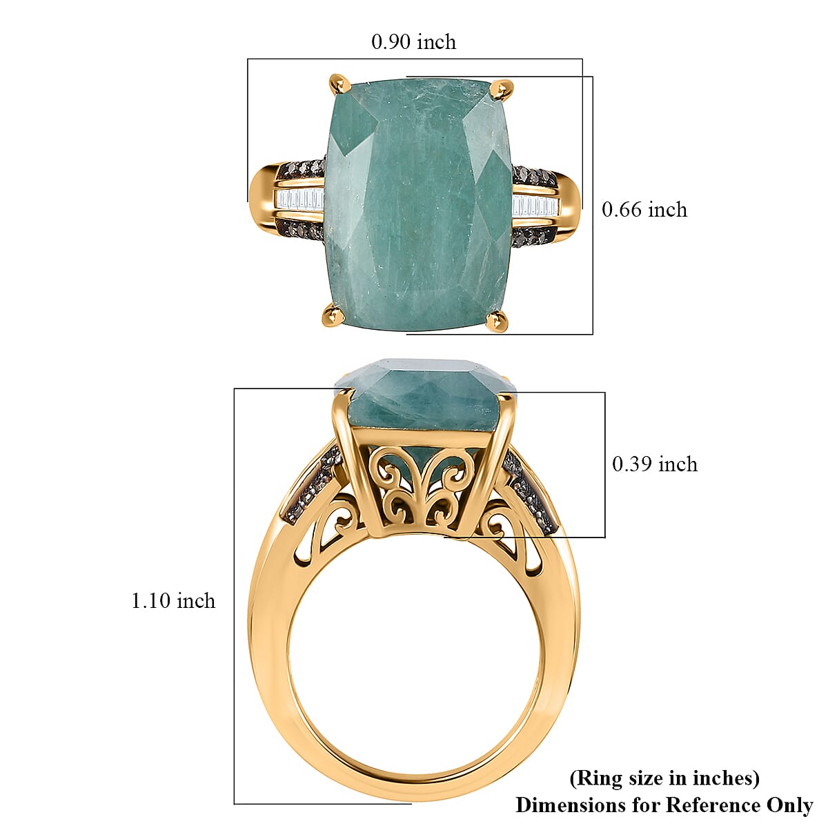 Premium Grandidierite, Natural Champagne and White Diamond Ring in Vermeil Yellow Gold Over Sterling Silver (Size 6.0) 11.40 ctw