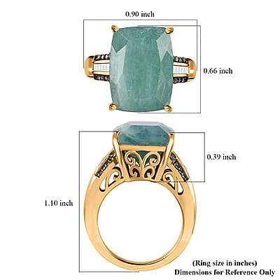 Premium Grandidierite, Natural Champagne and White Diamond Ring in Vermeil Yellow Gold Over Sterling Silver (Size 6.0) 11.40 ctw