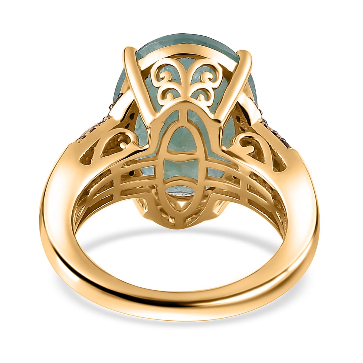 Premium Grandidierite, Natural Champagne and White Diamond Ring in Vermeil Yellow Gold Over Sterling Silver (Size 7.0) 10.10 ctw image number 4