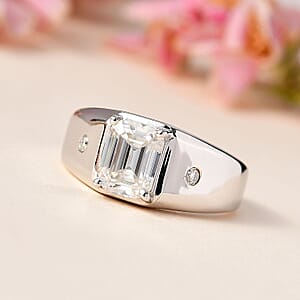 Moissanite Men's Ring in Platinum Over Sterling Silver (Size 11.0) 2.60 ctw