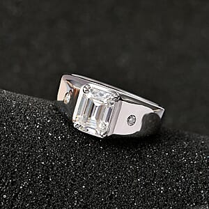 Moissanite Men's Ring in Platinum Over Sterling Silver (Size 11.0) 2.60 ctw